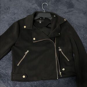 H&M Black Leather Jacket with Silver Accents